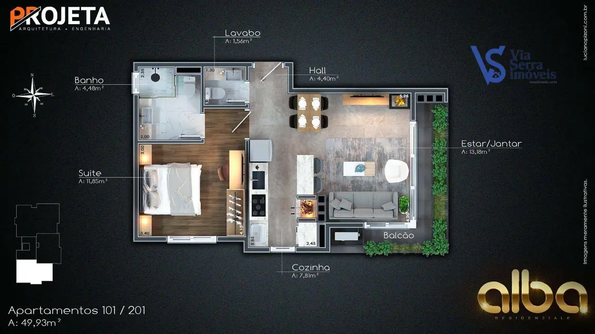 Apartamento com 1 quarto à venda, 45m2 em Gramado - RS - imagem 8 Foto 8 de Apartamento com 1 quarto à venda, 45m2 em Gramado - RS