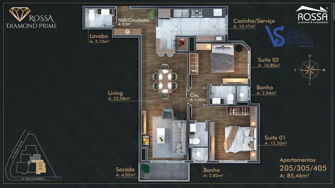 Apartamento com 2 quartos à venda, 124m2 em Centro, Canela - RS - imagem 4 Foto 4 de Apartamento com 2 quartos à venda, 124m2 em Centro, Canela - RS