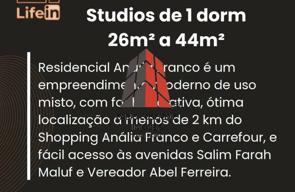 Foto 2 de Apartamento com 1 quarto à venda, 26m2 em Jardim Anália Franco, São Paulo - SP