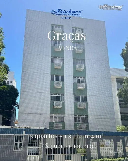 Foto 1 de Apartamento com 3 quartos à venda, 104m2 em Graças, Recife - PE