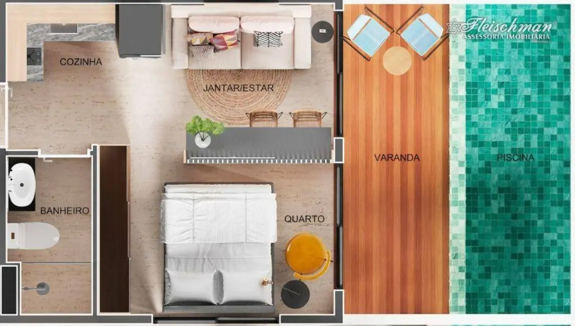 Apartamento com 1 quarto à venda, 28m2 em Ipojuca - PE - imagem 9 Foto 9 de Apartamento com 1 quarto à venda, 28m2 em Ipojuca - PE