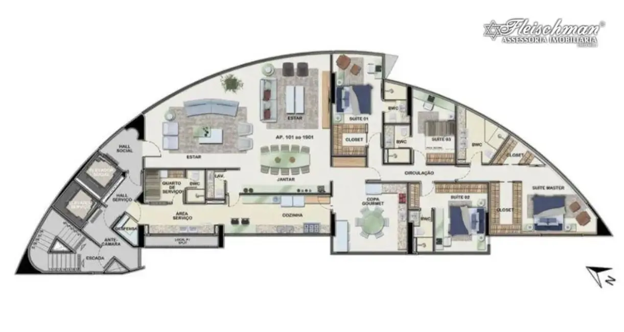 Apartamento com 4 quartos à venda, 268m2 em Pina, Recife - PE - imagem 2 Foto 2 de Apartamento com 4 quartos à venda, 268m2 em Pina, Recife - PE