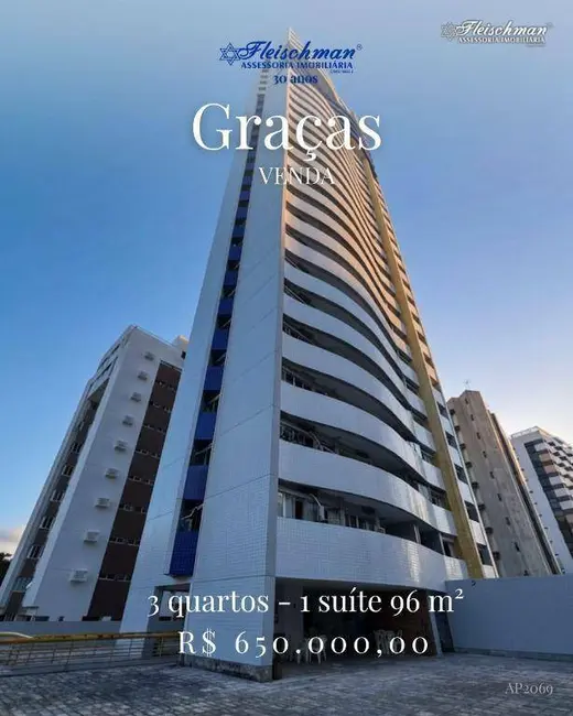 Foto 1 de Apartamento com 3 quartos à venda, 96m2 em Graças, Recife - PE