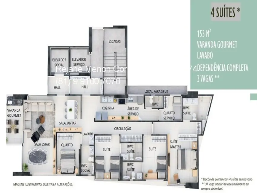 Foto 6 de Apartamento com 4 quartos à venda, 153m2 em Madalena, Recife - PE