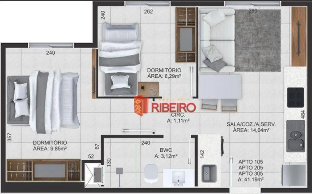Apartamento com 2 quartos à venda, 47m2 em Nova Divinéia, Ararangua - SC - imagem 3 Foto 3 de Apartamento com 2 quartos à venda, 47m2 em Nova Divinéia, Ararangua - SC