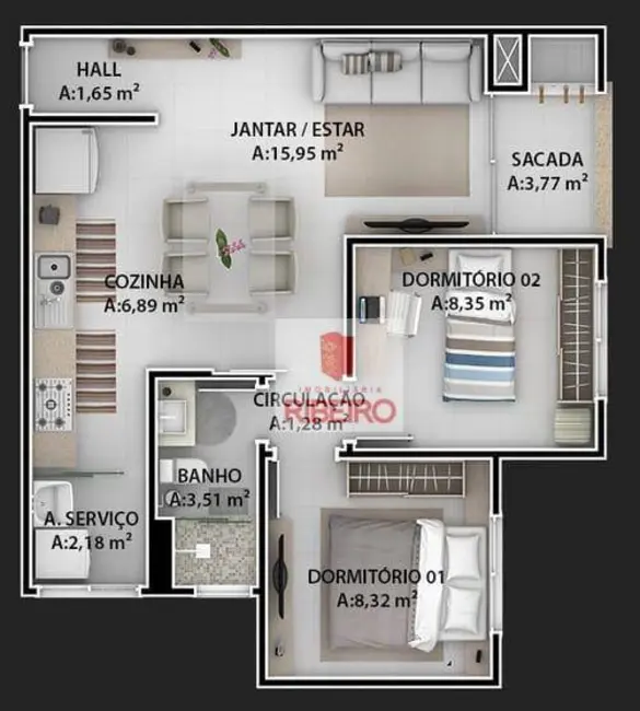 Apartamento com 2 quartos à venda, 57m2 em Vila São José, Ararangua - SC - imagem 4 Foto 4 de Apartamento com 2 quartos à venda, 57m2 em Vila São José, Ararangua - SC