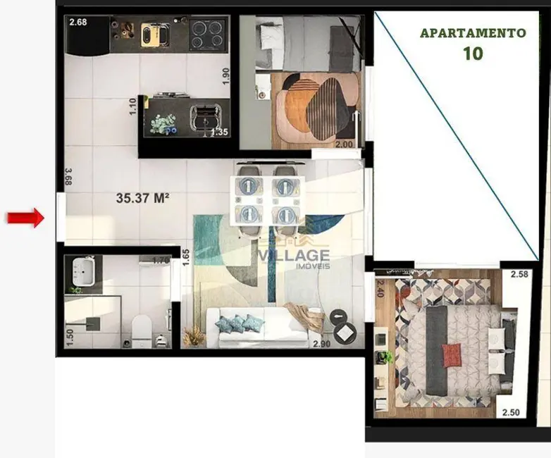 Foto 3 de Apartamento com 2 quartos à venda, 35m2 em Jardim Líbano, São Paulo - SP