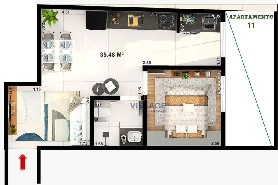 Foto 2 de Apartamento com 1 quarto à venda, 35m2 em Jardim Líbano, São Paulo - SP