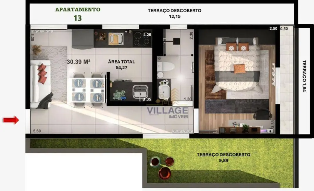Foto 2 de Apartamento com 1 quarto à venda, 54m2 em Jardim Líbano, São Paulo - SP