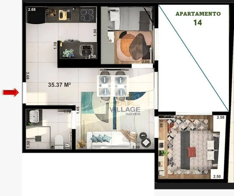 Foto 2 de Apartamento com 2 quartos à venda, 35m2 em Jardim Líbano, São Paulo - SP