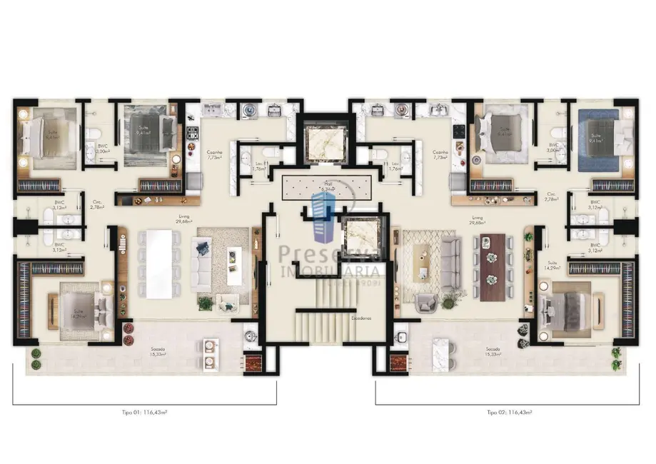 Apartamento com 3 quartos à venda, 116m2 em Fazenda, Itajai - SC - imagem 4 Foto 4 de Apartamento com 3 quartos à venda, 116m2 em Fazenda, Itajai - SC