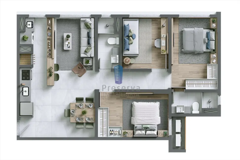 Foto 2 de Apartamento com 3 quartos à venda, 77m2 em São João, Itajai - SC