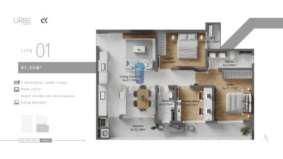 Foto 2 de Apartamento com 2 quartos à venda, 87m2 em Dom Bosco, Itajai - SC