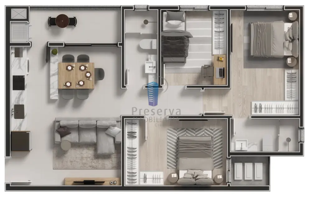 Apartamento com 2 quartos à venda, 66m2 em Cordeiros, Itajai - SC - imagem 4 Foto 4 de Apartamento com 2 quartos à venda, 66m2 em Cordeiros, Itajai - SC