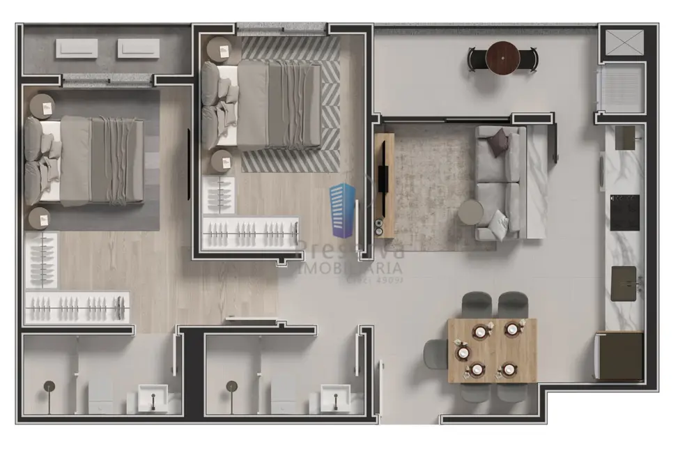 Foto 2 de Apartamento com 2 quartos à venda, 66m2 em Cordeiros, Itajai - SC