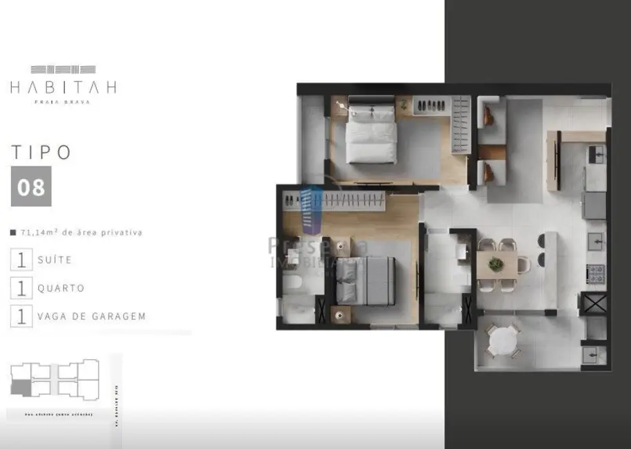 Apartamento com 2 quartos à venda, 63m2 em Itajai - SC - imagem 7 Foto 7 de Apartamento com 2 quartos à venda, 63m2 em Itajai - SC