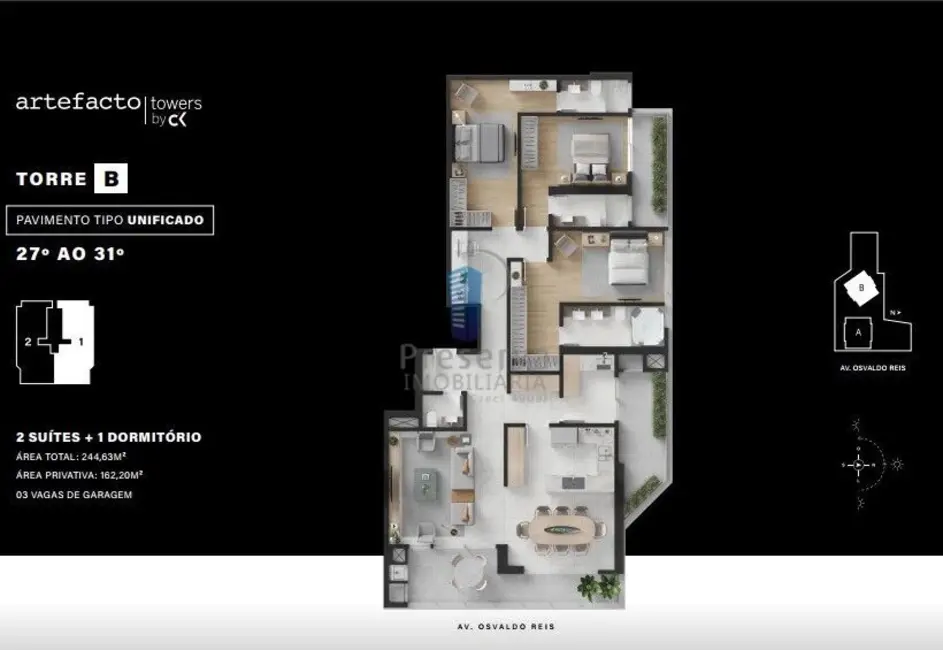 Foto 2 de Apartamento com 3 quartos à venda, 193m2 em Itajai - SC