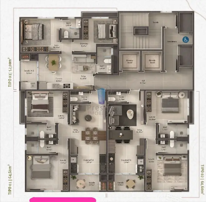 Foto 3 de Apartamento com 2 quartos à venda, 64m2 em Meia Praia, Itapema - SC