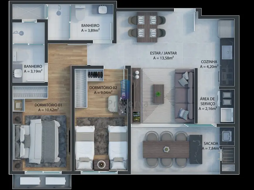 Foto 2 de Apartamento com 2 quartos à venda, 65m2 em Dom Bosco, Itajai - SC