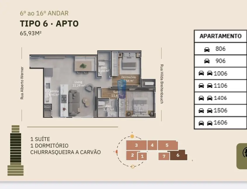 Apartamento com 2 quartos à venda, 65m2 em Vila Operária, Itajai - SC - imagem 3 Foto 3 de Apartamento com 2 quartos à venda, 65m2 em Vila Operária, Itajai - SC