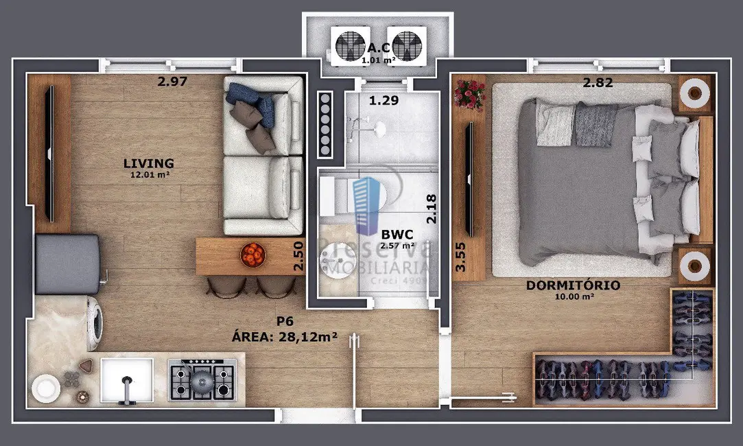 Foto 3 de Apartamento com 1 quarto à venda, 28m2 em Centro, Itajai - SC