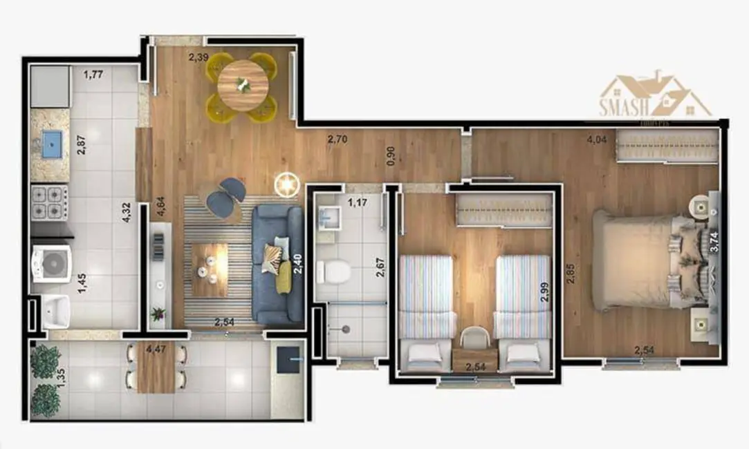 Foto 2 de Apartamento com 2 quartos para alugar, 57m2 em Jardim do Triunfo, Guarulhos - SP
