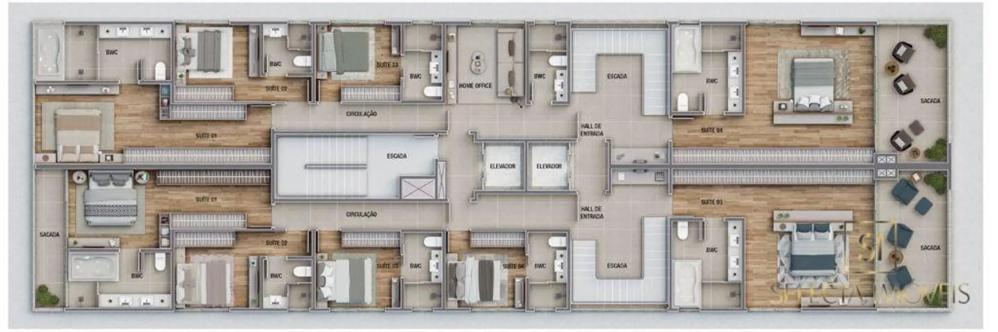 Apartamento com 3 quartos à venda, 241m2 em Balneário Santa Clara, Itajai - SC - imagem 5 Foto 5 de Apartamento com 3 quartos à venda, 241m2 em Balneário Santa Clara, Itajai - SC