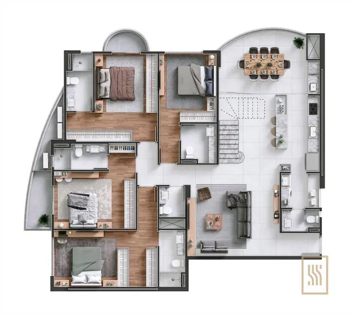 Apartamento com 3 quartos à venda, 208m2 em Balneário Santa Clara, Itajai - SC - imagem 8 Foto 8 de Apartamento com 3 quartos à venda, 208m2 em Balneário Santa Clara, Itajai - SC