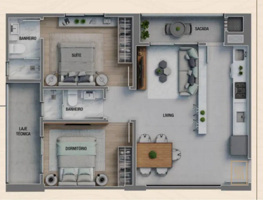 Apartamento com 2 quartos à venda, 70m2 em Itajai - SC - imagem 3 Foto 3 de Apartamento com 2 quartos à venda, 70m2 em Itajai - SC