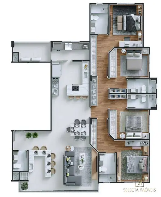 Apartamento com 4 quartos à venda, 263m2 em Centro, Balneario Camboriu - SC - imagem 7 Foto 7 de Apartamento com 4 quartos à venda, 263m2 em Centro, Balneario Camboriu - SC