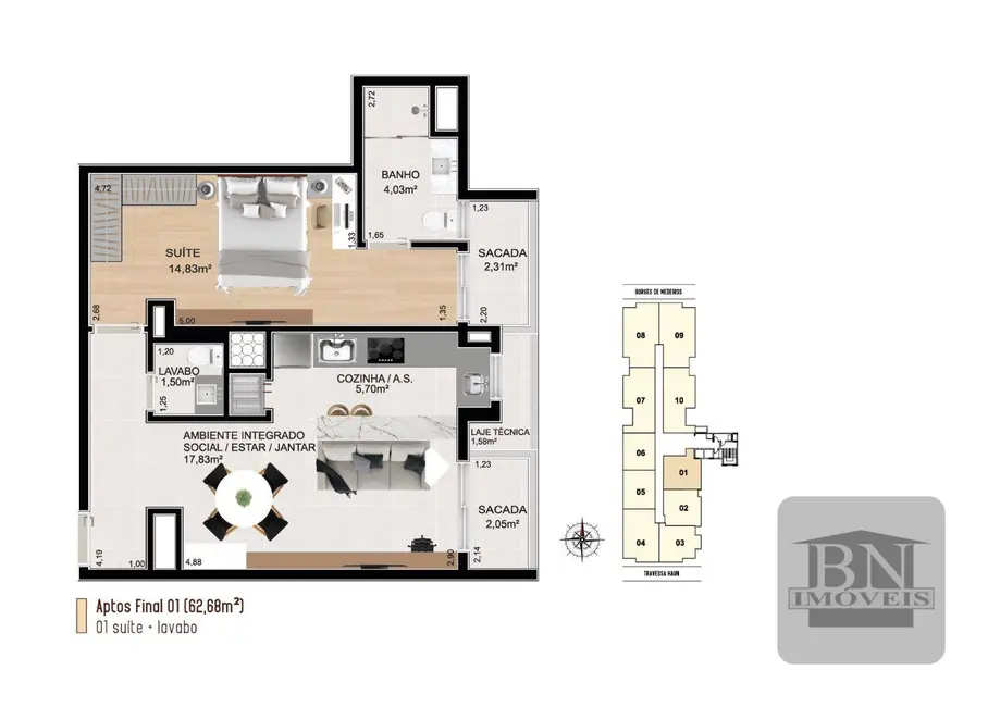 Apartamento com 1 quarto à venda e para alugar, 113m2 em Centro, Santa Cruz Do Sul - RS - imagem 4 Foto 4 de Apartamento com 1 quarto à venda e para alugar, 113m2 em Centro, Santa Cruz Do Sul - RS