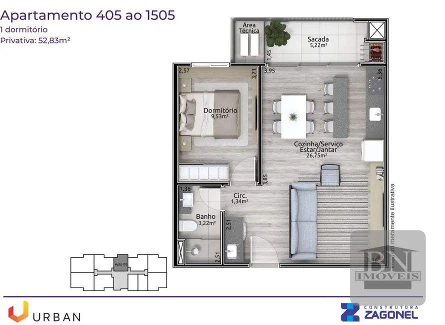 Foto 2 de Apartamento com 1 quarto à venda, 81m2 em Goiás, Santa Cruz Do Sul - RS