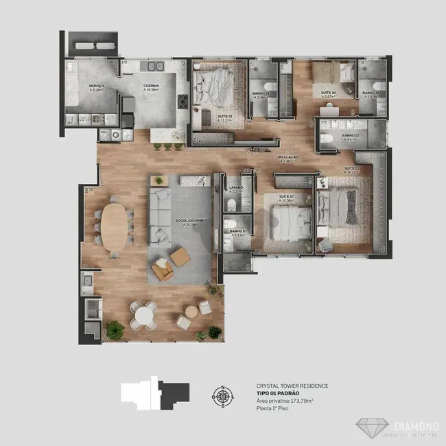 Apartamento com 4 quartos à venda, 235m2 em Centro, Balneario Camboriu - SC - imagem 7 Foto 7 de Apartamento com 4 quartos à venda, 235m2 em Centro, Balneario Camboriu - SC