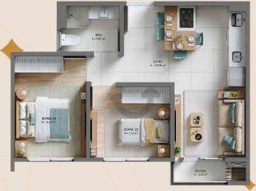 Foto 3 de Apartamento com 2 quartos à venda, 58m2 em Aliança, Santa Cruz Do Sul - RS