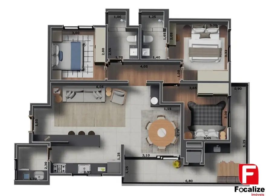 Foto 5 de Apartamento com 3 quartos à venda, 106m2 em Itapoa - SC