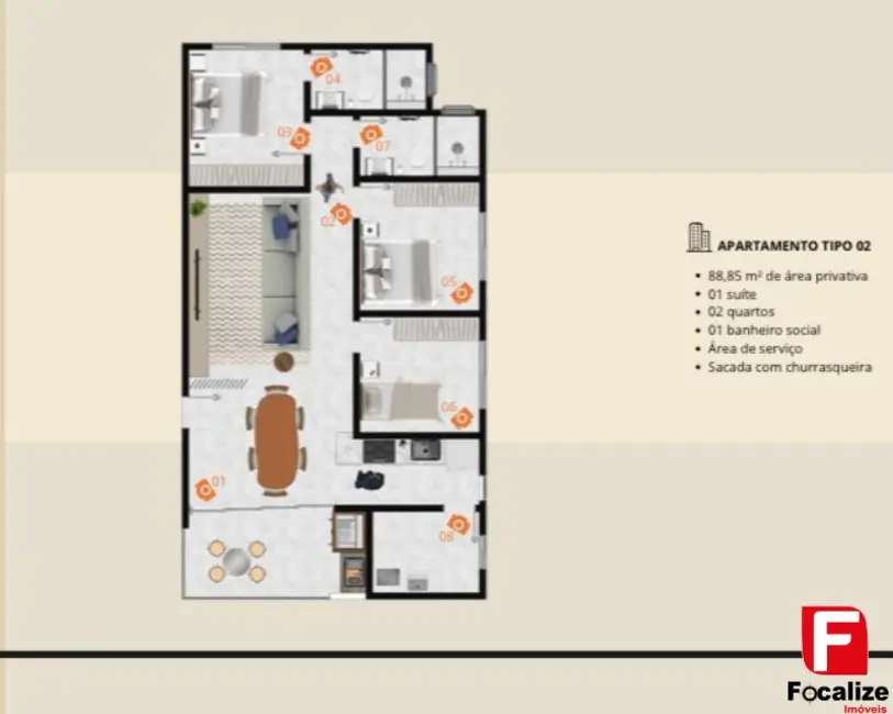 Foto 6 de Apartamento com 3 quartos à venda, 90m2 em Itapoa - SC