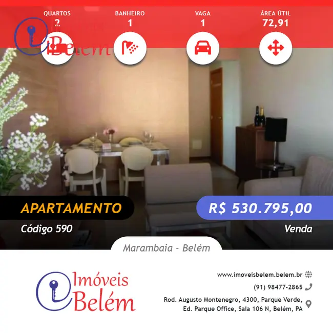Foto 1 de Apartamento com 2 quartos à venda, 73m2 em Marambaia, Belem - PA