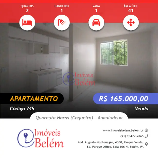 Foto 1 de Apartamento com 2 quartos à venda, 41m2 em Quarenta Horas (Coqueiro), Ananindeua - PA