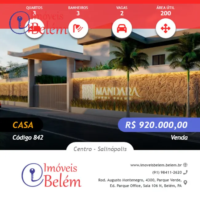 Casa com 3 quartos à venda, 200m2 em Centro, Salinopolis - PA - imagem 1 Foto 1 de Casa com 3 quartos à venda, 200m2 em Centro, Salinopolis - PA