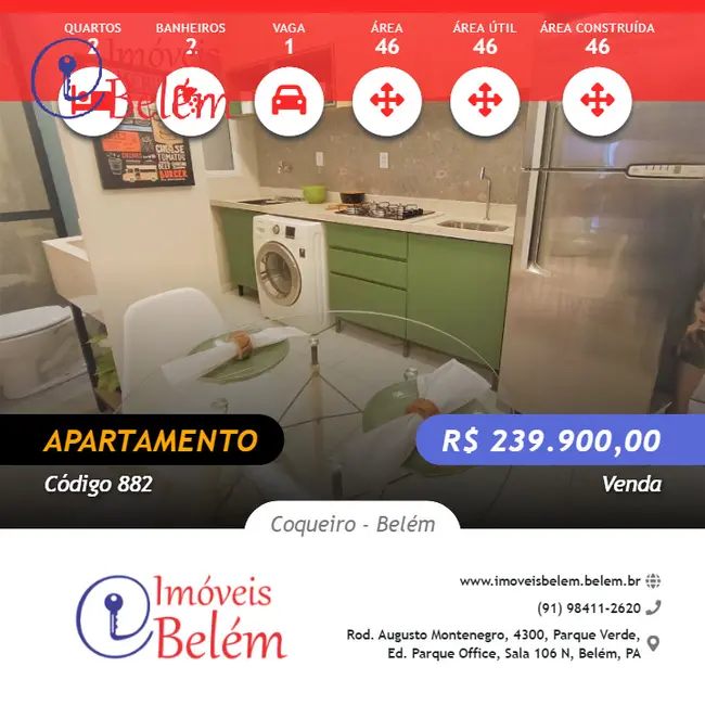 Foto 1 de Apartamento com 2 quartos à venda, 46m2 em Coqueiro, Belem - PA