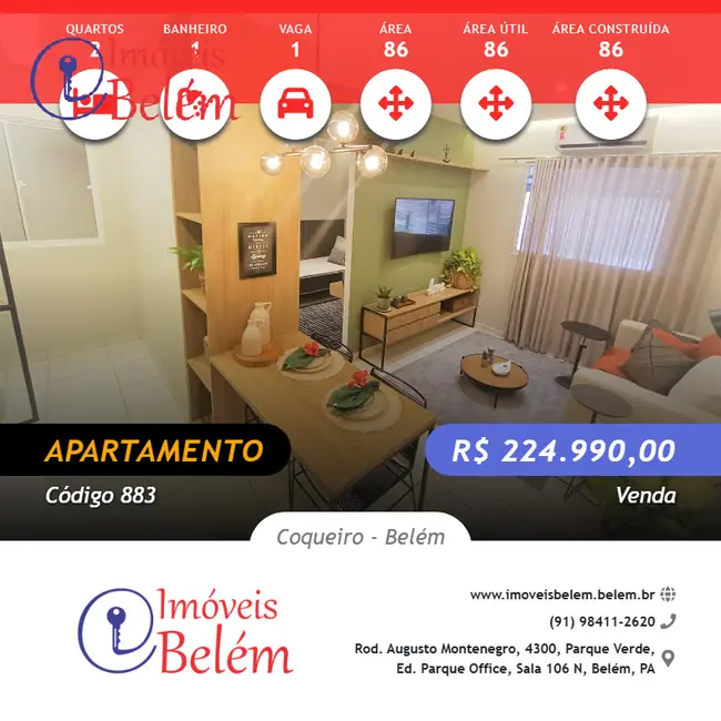 Foto 1 de Apartamento com 2 quartos à venda, 86m2 em Coqueiro, Belem - PA