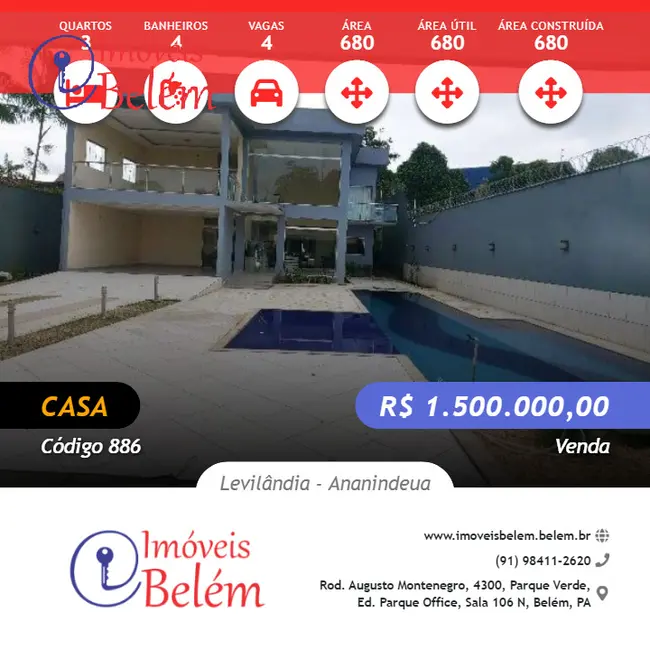Foto 1 de Casa com 3 quartos à venda, 680m2 em Levilândia, Ananindeua - PA