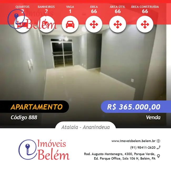 Foto 1 de Apartamento com 3 quartos à venda, 66m2 em Atalaia, Ananindeua - PA