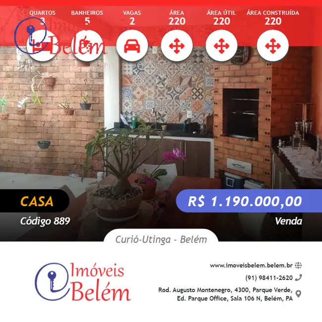 Foto 1 de Casa com 3 quartos à venda, 220m2 em Curió-Utinga, Belem - PA