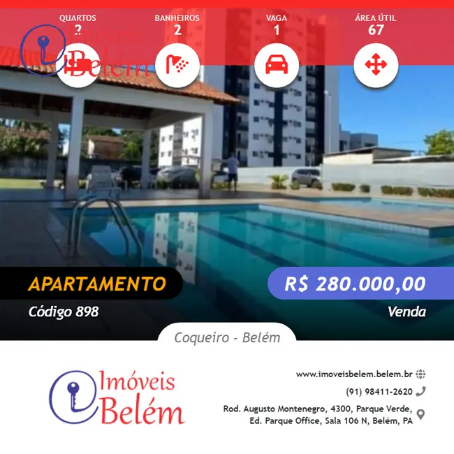 Foto 1 de Apartamento com 2 quartos à venda, 67m2 em Coqueiro, Belem - PA