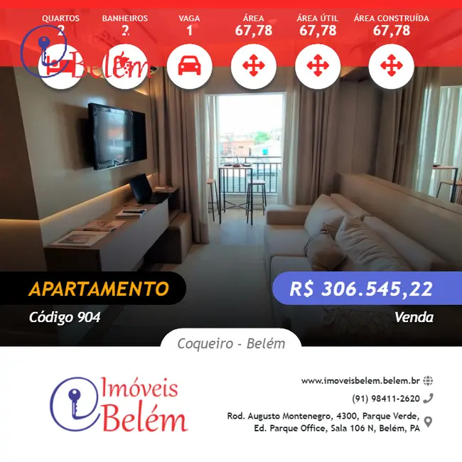 Foto 1 de Apartamento com 2 quartos à venda, 68m2 em Coqueiro, Belem - PA