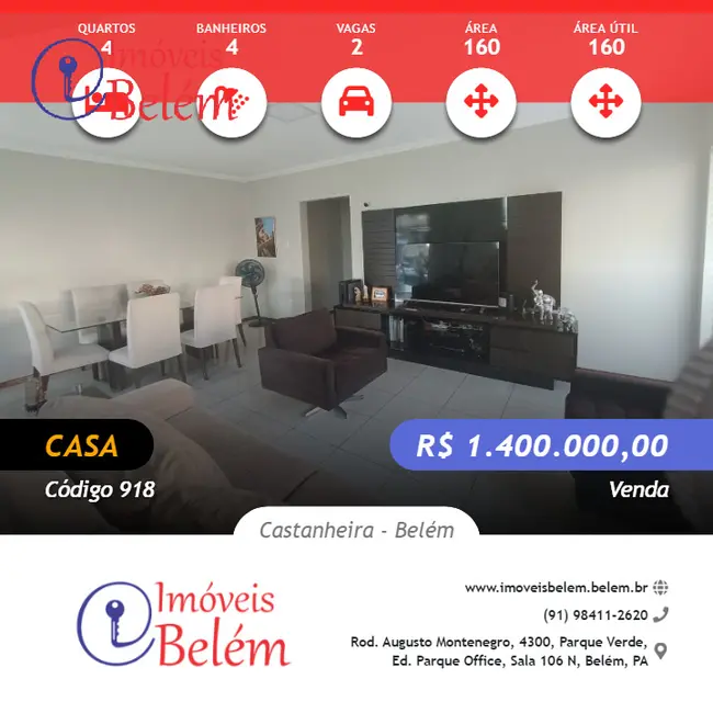 Foto 1 de Casa com 4 quartos à venda, 240m2 em Castanheira, Belem - PA