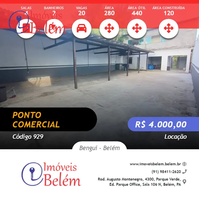 Sala Comercial para alugar, 440m2 em Bengui, Belem - PA - imagem 1 Foto 1 de Sala Comercial para alugar, 440m2 em Bengui, Belem - PA