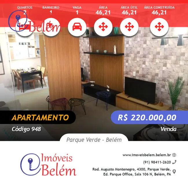 Foto 1 de Apartamento com 2 quartos à venda, 46m2 em Parque Verde, Belem - PA