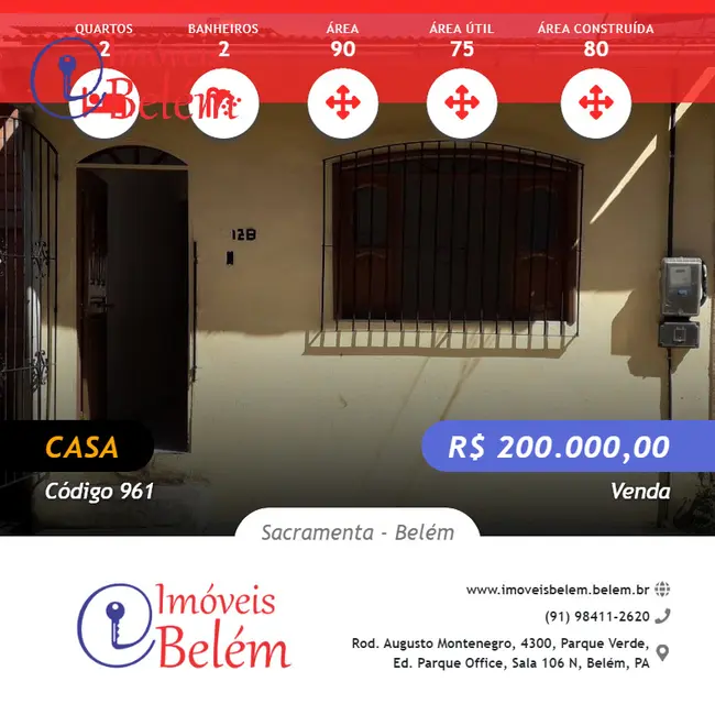 Foto 1 de Casa com 2 quartos à venda, 75m2 em Sacramenta, Belem - PA